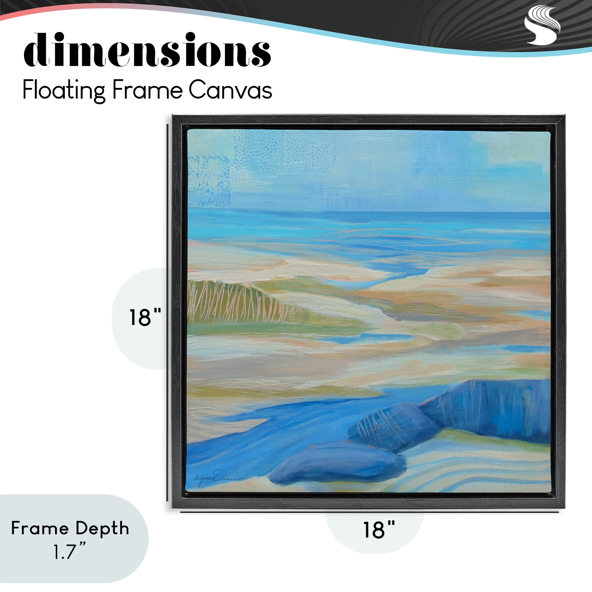 Stupell Industries Low Tide Azure Dunes Black Framed Floater Canvas Wall Art, design by Lynn Ericson Fine Art