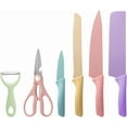 thumbnail image 1 of TJ POP Colorful Kitchen Knife Set of 6, Colored Knives Set with Non-Stick Coating, Chef Boxed Knives Set for Cooking, Camping, Travel, Picnic, BBQ and RV, 1 of 7