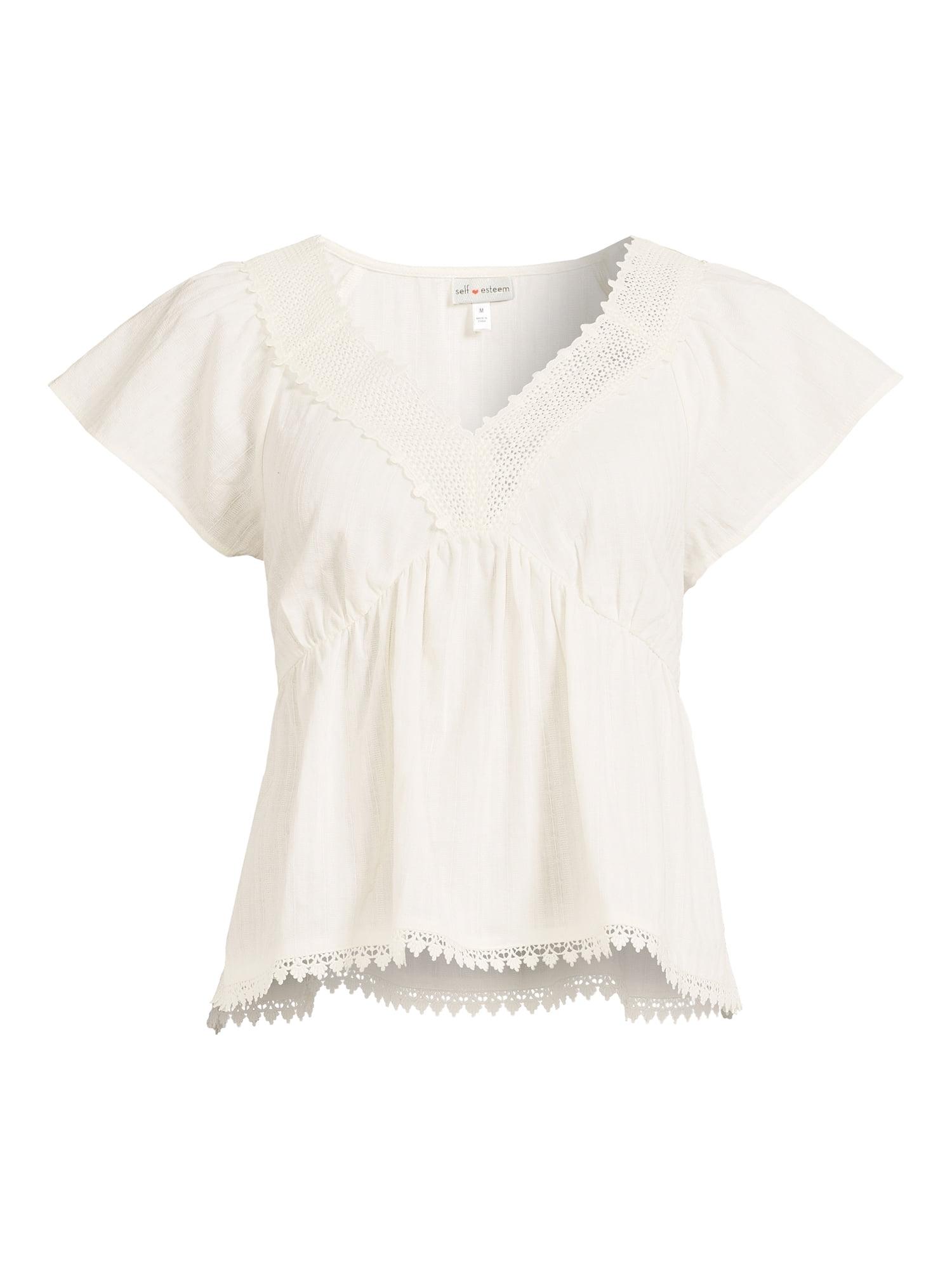 Self Esteem Juniors Crochet Trim Babydoll Top