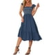 thumbnail image 1 of Vestido midi bohemio de tirantes con volantes y escote cuadrado para mujer INSPIRE CHIC en azul oscuro talla S, 1 of 6