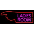 thumbnail image 1 of Ladies Room With Hand Pointing LED Neon Sign 13 x 32 - inches, Clear Edge Cut Acrylic Backing, with Dimmer - Bright and Premium built indoor LED Neon Sign for Bar decor., 1 of 7