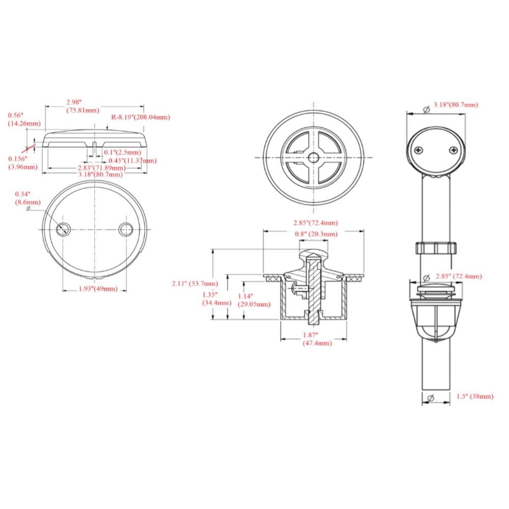 Design House Lift and Turn Bath Drain Plug Kit with 2-Hole Overflow Faceplate, Polished Chrome