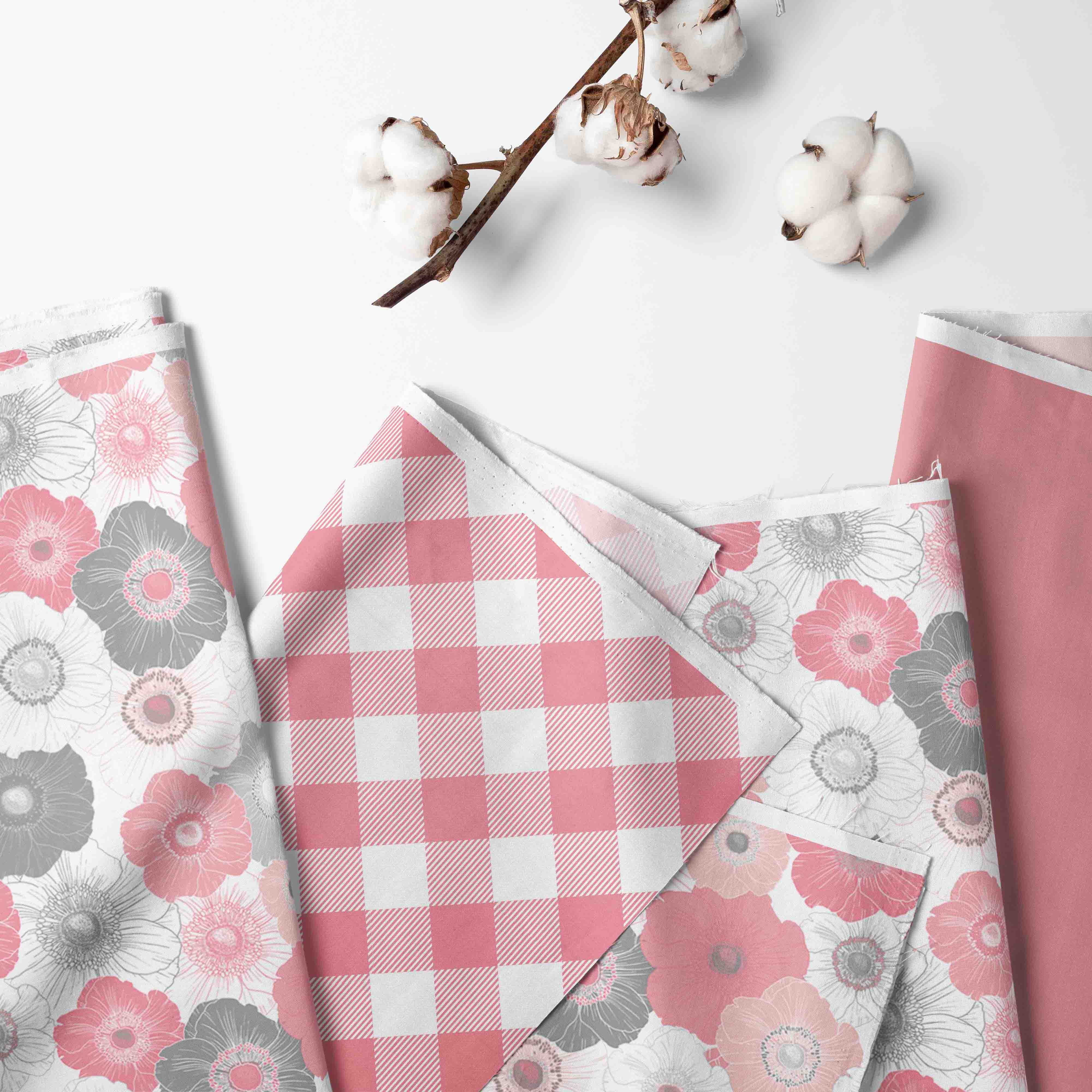 Bacati - Watercolor Flowers Coral Gray Musical Baby Crib Mobile