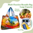thumbnail image 5 of Wrapables Large Foldable Oil Painting Nylon Reusable Grocery Bag, Beachside, 5 of 5