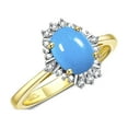 thumbnail image 4 of RYLOS Rings for Women Gold Plated Silver Ring with 7X5MM Oval Gemstone &  Sparkling Diamonds December Turquoise Jewelry Size 9, 4 of 7