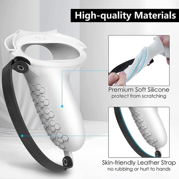 Empu?aduras de controlador compatibles con Quest 2 - Yoges Protector de cubierta de silicona antideslizante suave con correa de nudillo de mano de cuero ajustable, Vr Game Accessori XianweiShao 8390612024757