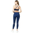 thumbnail image 3 of YELETE Women's Active Mesh Striped Single Pocket Leggings Navy Blue M, 3 of 4