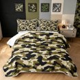 thumbnail image 2 of Manfei Abstract Camouflage Twin Quilt Set, Old Fashion Camo Twin Coverlet Set, Olive Green, 2 Pieces, 1 Bedspread and 1 Pillowcase, 2 of 7