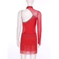thumbnail image 4 of inlzdz  Latin Dance Dress Women Rumba Chacha Tango Single Sleeves Performance Clothing Latin Skirt Red XL, 4 of 7