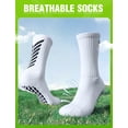 thumbnail image 2 of PULIOU Men Grip Soccer Socks, 3 Pairs, Non Slip Silicone Grip, Breathable Cushioned Athletic Socks for Sports Training, White, 2 of 7