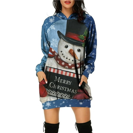 

NEGJ Women s Casual Christmas Printed Sweatshirt Bag Long Sleeve Dress Hoodie Top Long Sleeves Hoodies Sweatshirts Dress Women Casual Floral Maternity Dress for Women