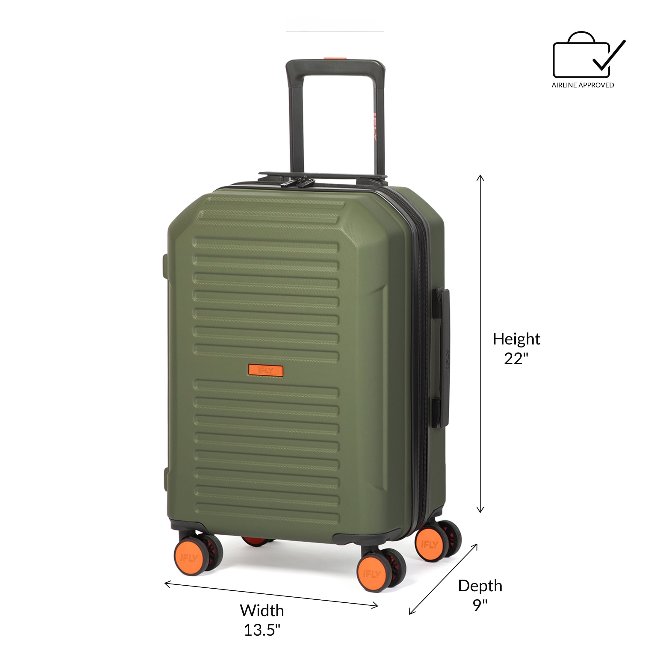 iFLY Venture 2-Piece Expandable Hardside Spinner Luggage Set , 20" Carry-on and 28" Checked Luggage, Olive