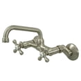 thumbnail image 1 of Kingston Brass KS213SN 4 Inch -8 Inch Adjustable Center Wall Mount Kitchen Faucet - Satin Nickel, 1 of 3