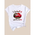 thumbnail image 4 of Camisetas para mujer, de verano, casual, manga corta, cuello redondo, con estampado, color blanco negro, blusaSexy Leopard Lips Letter Print T-shirt, Short Sleeve Crew Neck Casual Top For Summer & S, 4 of 8