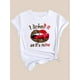 thumbnail image 4 of Camisetas para mujer, de verano, casual, manga corta, cuello redondo, con estampado, color blanco negro, blusaSexy Leopard Lips Letter Print T-shirt, Short Sleeve Crew Neck Casual Top For Summer & S, 4 of 8