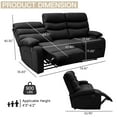 thumbnail image 2 of 3 Seater Reclining Sofa, Loveseat Recliner Sofa Set, Home Theater Seating of Anti-Scratch Leather, Living Room Furniture Sets Black, 2 of 7