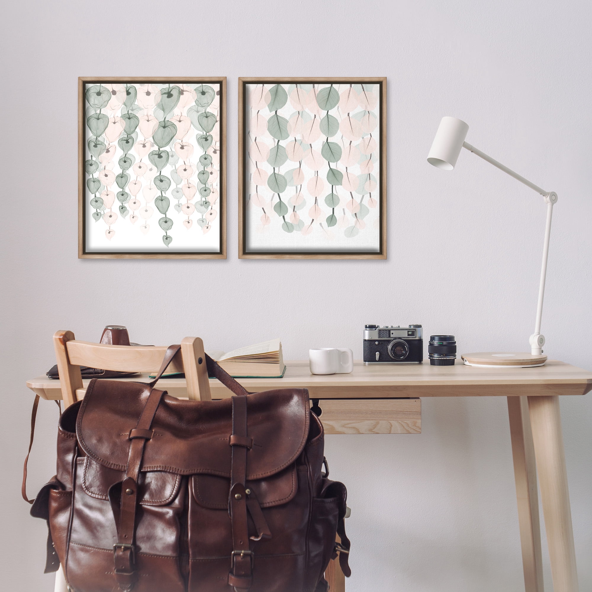 Stupell Industries Translucent Hanging Vines Foliage Botanical & Floral Photography Brown Floater Framed Canvas Art Print Wall Art, 17 x 21, Set of 2