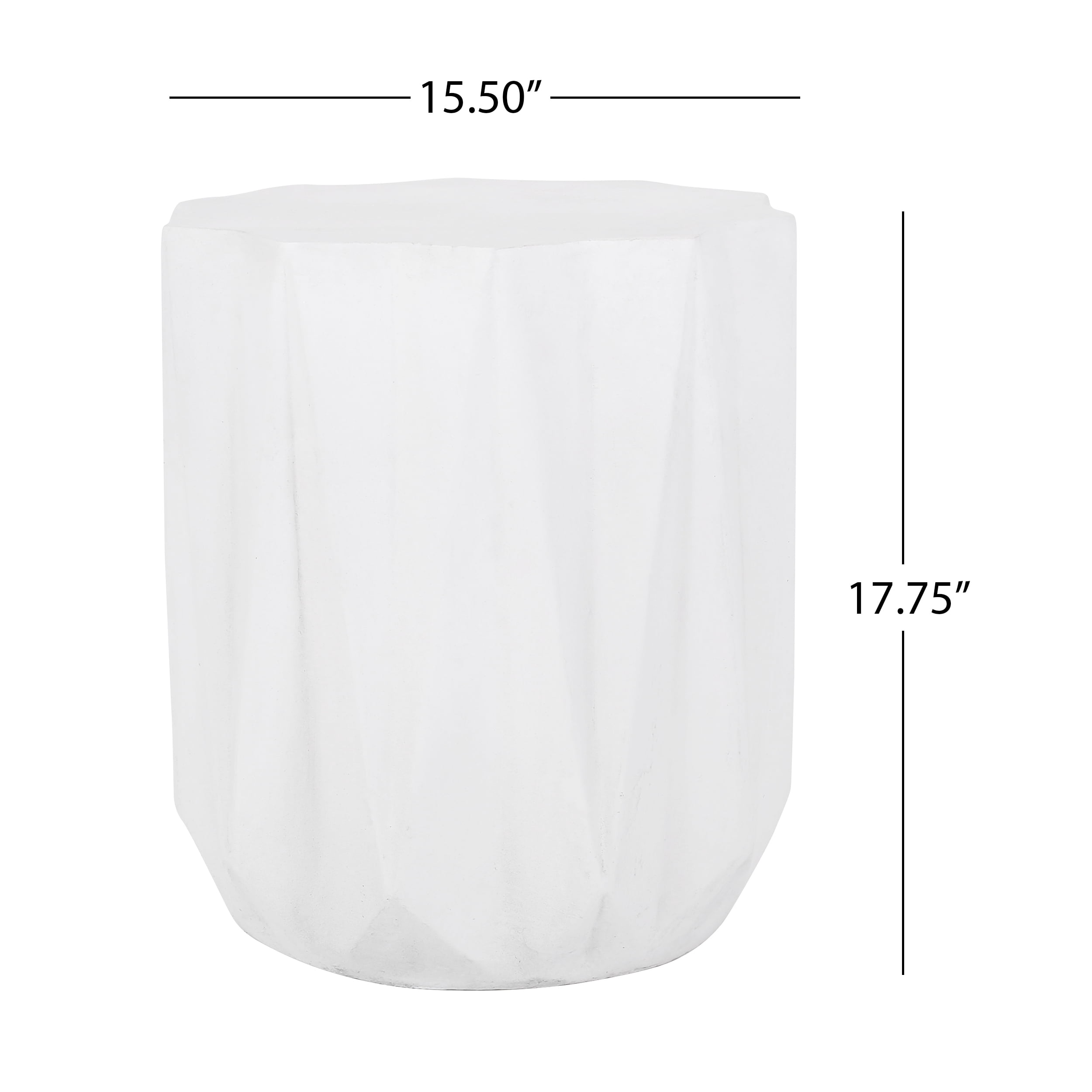 Mintazer Lightweight Concrete Side Table with Geometric Design, Modern Minimalist End Table for Indoor & Outdoor, Antique White