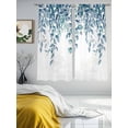 thumbnail image 3 of Eucalyptus Leaves Sheer Curtains 63 Inch Length 2 Panels Set Window Treatments, Light Blue Summer Botanical Weeping Rod Pocket Semi Curtains for Living Room/Bedroom/Kitchen Décor, 104"W x 63"L, 3 of 7