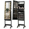 thumbnail image 1 of Costway LED Mirror Jewelry Cabinet with 20 LED Lights Full-Length Mirror Adjustable Angles Black, 1 of 10