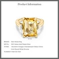 thumbnail image 5 of Gem Stone King 6.83 Cttw Yellow Citrine Engagement Ring for Women | 18K Yellow Gold Plated Silver| Octagon Checkerboard 14X10MM | Gemstone November Birthstone | Size 6, 5 of 5
