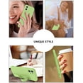 thumbnail image 6 of iPhone 11 Case, iPhone 11 Liquid Silicone Phone Case with Extra Adjustable Wristband Kickstand Soft Silicone Love Heart Phone Case with Wrist Strap for iPhone 11, Matcha Green, 6 of 16