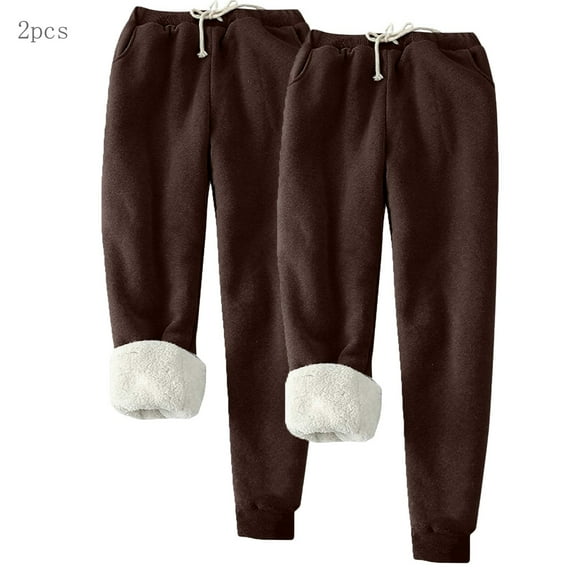 Zedker Capris Pants for Women Warm Lined Athletic Fleece Jogger Sweatpants with PocketCoffee Plus L