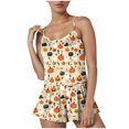 thumbnail image 6 of JFOPQVSM Women Sexy Sleeveless Tank Top Shorts 2 PC Halloween Print Pajama Set Trick-or-Treat Outfit, 6 of 6