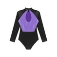 thumbnail image 6 of CHICTRY Womens Rhinestone Ballet Gymnastics Leotard Metallic Long Sleeve Rhythmic Gymnastics Dance Bodysuit Light Purple S, 6 of 7