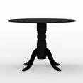 thumbnail image 4 of 5-PC - 42" Round Double Drop-Leaf Dining Table + X-Back Dining Chairs Dining Set in Black, 4 of 10