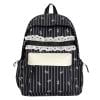 Lace Trim School Backpack, Aesthetic Backpack with Drawstring Side Pockets, Bow Print Bookbag for Travel Work Shopping (Black)