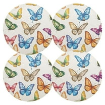 Ryvnso Beautiful Butterfly Round Plate Mats Dining Table Placemat Set of 4 for Holiday Decoration
