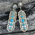 thumbnail image 3 of K-KED Vintage 925 Silver Turquoise Earrings Ear Hook Women Wedding Dangle Drop Jewelry-#12, 3 of 9
