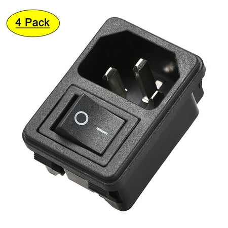 Unique Bargains IEC320 C14 Inlet Module Connector Male Power Socket AC 10A 250V Black 4Pcs