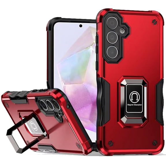 For Samsung Galaxy A36 / A56 OPTIMUM Magnetic Ring Stand Hybrid Case Cover - Red