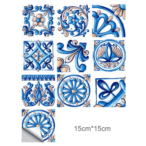 Azulejo de pared Vinilo Flor Etiqueta de la pared Mural Calcomanía para azulejos Etiqueta autoadhesiva impermeable para azulejos, MZ-2-142, Mediana Advancent HA002473-115