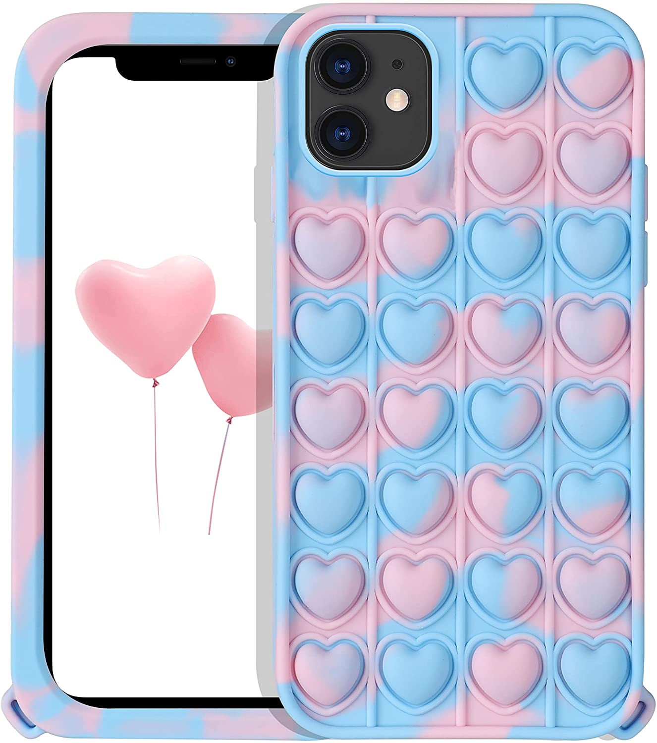 Blue Heart For Iphone 11 Pro Max Case Silicone Case Design Cartoon Funny Cute Unique Fidget Aesthetic Protective Pretty Fun Cool Cover Cases For Boys Girls Youth For Iphone 11 Pro Max 6 5