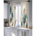 thumbnail image 5 of Teal Tulip Butterfly Sheer Curtains 45 Inch Length 2 Panels Set for Living Room/Bedroom, Beige Turquoise Floral Vintage Rustic Kitchen Curtains Grommet Semi-Sheer Curtains Window Treatments 42"x45"x2, 5 of 7