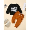 thumbnail image 3 of GXFC Toddler Boys Fall Outfits Set Clothes 6M 1T 2T 3T Kids Boys Long Sleeve Letter Print Sweatshirt and Elastic Waistband Sweatpants 2 Piece Casual Autumn Clothing for Children Boys, 3 of 9
