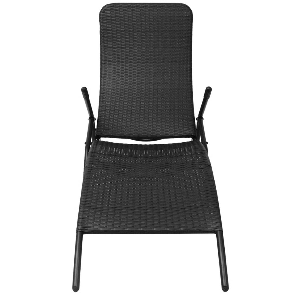 Kepooman 57" Outdoor Patio Folding Rattan Sun Lounger for Beach Poly, Black Kepooman 57" Outdoor Patio Folding Rattan Sun Lounger for Beach Poly, Black