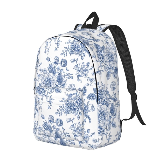 Disketp Rose Flowers print Canvas Backpack Lightweight Travel Daypack Student Rucksack Laptop Backpack-