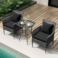 thumbnail image 5 of Costway 3 PCS Patio Furniture Set with Cushioned Patio Chairs & Tempered Glass Coffee Table Black, 5 of 9