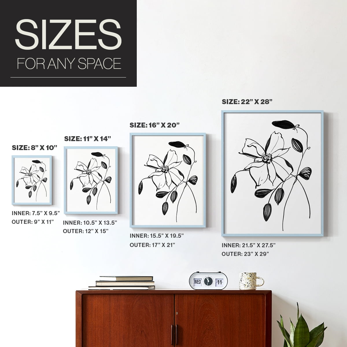 Wild Clematis II Framed Print in Blue Solid Wood 11 x 14 Framed Print