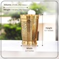 thumbnail image 3 of Pure Brass Glass Tumbler With Embossed Design Set Of 6 - Gold, 270ml Each | Drinkware & Tableware, Jug For Serving & Drinking Water Tableware - Hand Made, Easy To Carry, Easy To Clean, 3 of 5