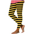 thumbnail image 2 of DDAPJ pyju Bee Day Leggings for Women Casual Striped Tights Tummy Control High Waisted Yoga Pants Buttery Soft Casual Milk Silk Legging Yellow#2 L, 2 of 5