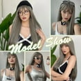 thumbnail image 2 of Phocas Long Grey Wigs for Women 26inch Natural Straight Long Wig with Bangs, 2 of 5