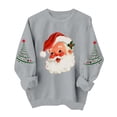 thumbnail image 2 of Women's Christmas Santa Print Sweatshirt, X-mas Party Holiday Crewneck Long Sleeve Fleece Lined Relaxed Tops, S-XXL, 2 of 7