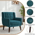 thumbnail image 3 of UIXE Accent Chairs Velvet Upholstered Armchair for Living Room Tufted Armrest Reading Seat, Blue, 3 of 7