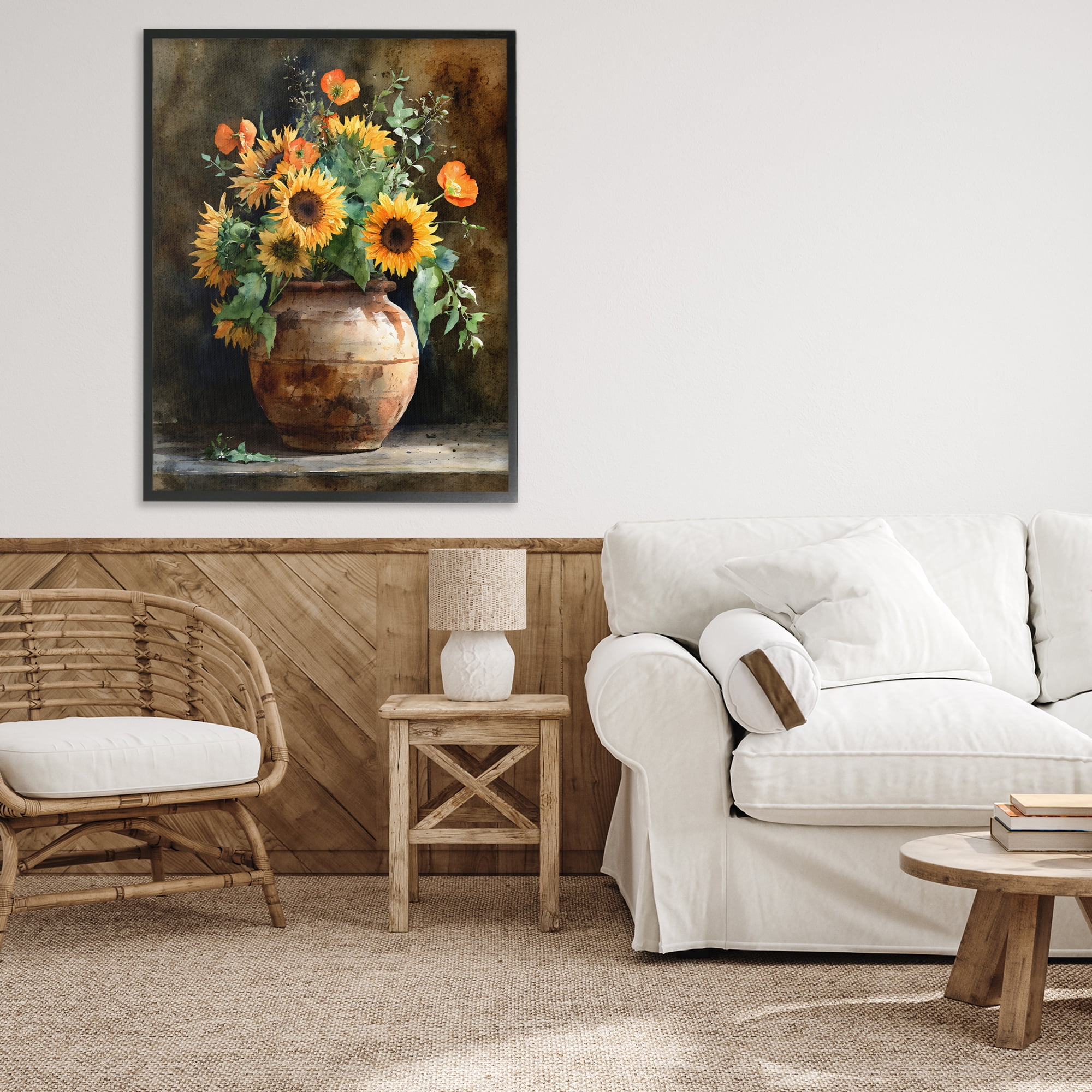 Stupell Industries Rustic Sunflower Display Black Framed Giclee Art, design by Franklyn Gregory