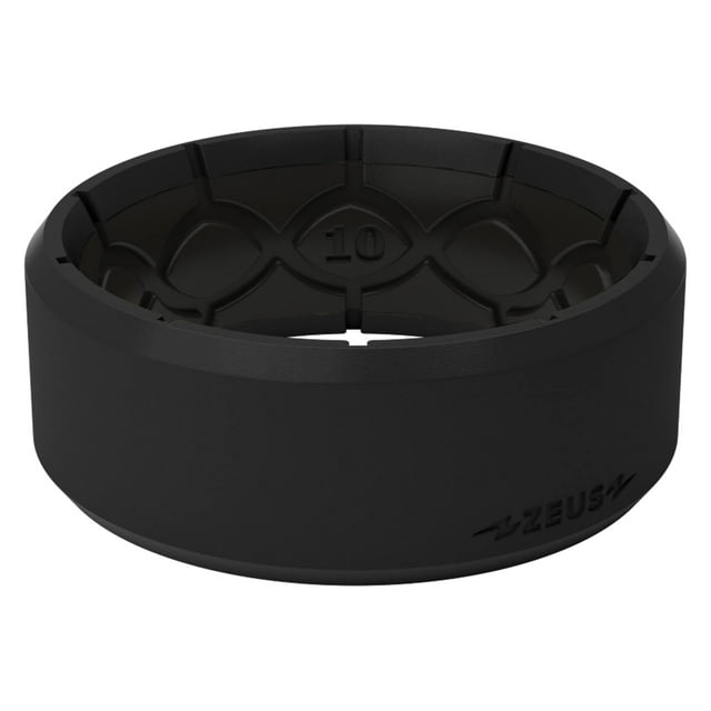 Groove Life Zeus Edge Midnight Anillo De Silicona Negro Antiestiramiento Anillos De Boda De Goma Transpirable Para Hombres Anillo De Ajuste Cómodo De Diseño Único - Tamaño 13